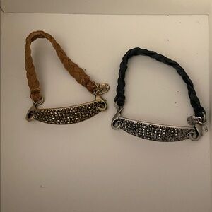 Lucky Brand Braided Leather Bracelets set of 2
